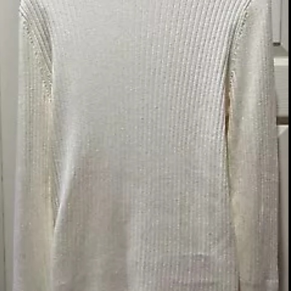 Talbots Ivory Ribbed Knit Turtleneck Sweater L - Picture 4 of 5